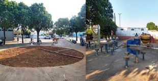 Praça do Vila Nova está sendo revitalizada pela prefeitura de Água Boa